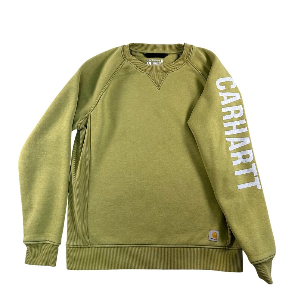 Carhartt Women's Medium Green Olive Relaxed Fit Midweight Crewneck Sweatshirt